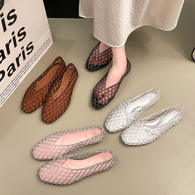 Crystal Mesh Fabric - Sandali piatti estivi da donna in