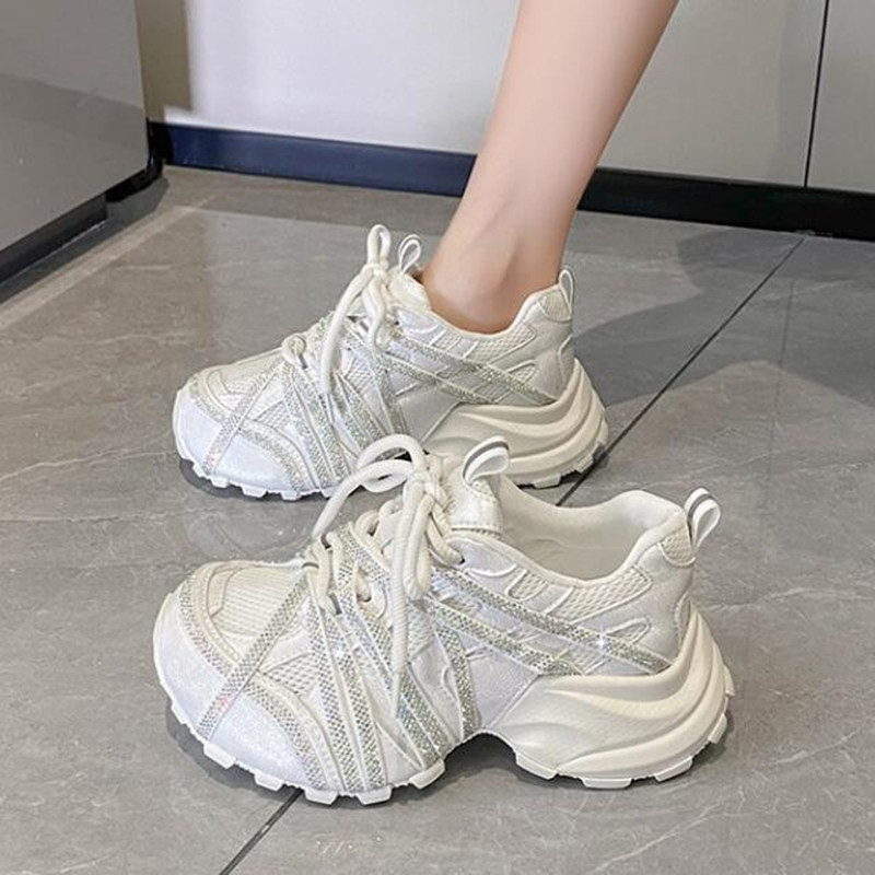 Sneakers con Tacco Grosso 7CM  - Crystal Mesh Fabric recensione e prezzo