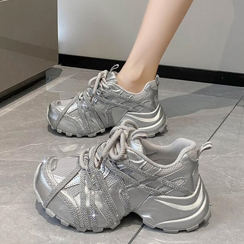 Sneakers con Tacco Grosso 7CM  - Crystal Mesh Fabric recensione e prezzo